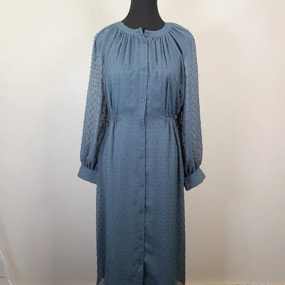Oak+Fort Dresses & Skirts - Oak + Fort Swissdot Midi Dark Turquoise Dress